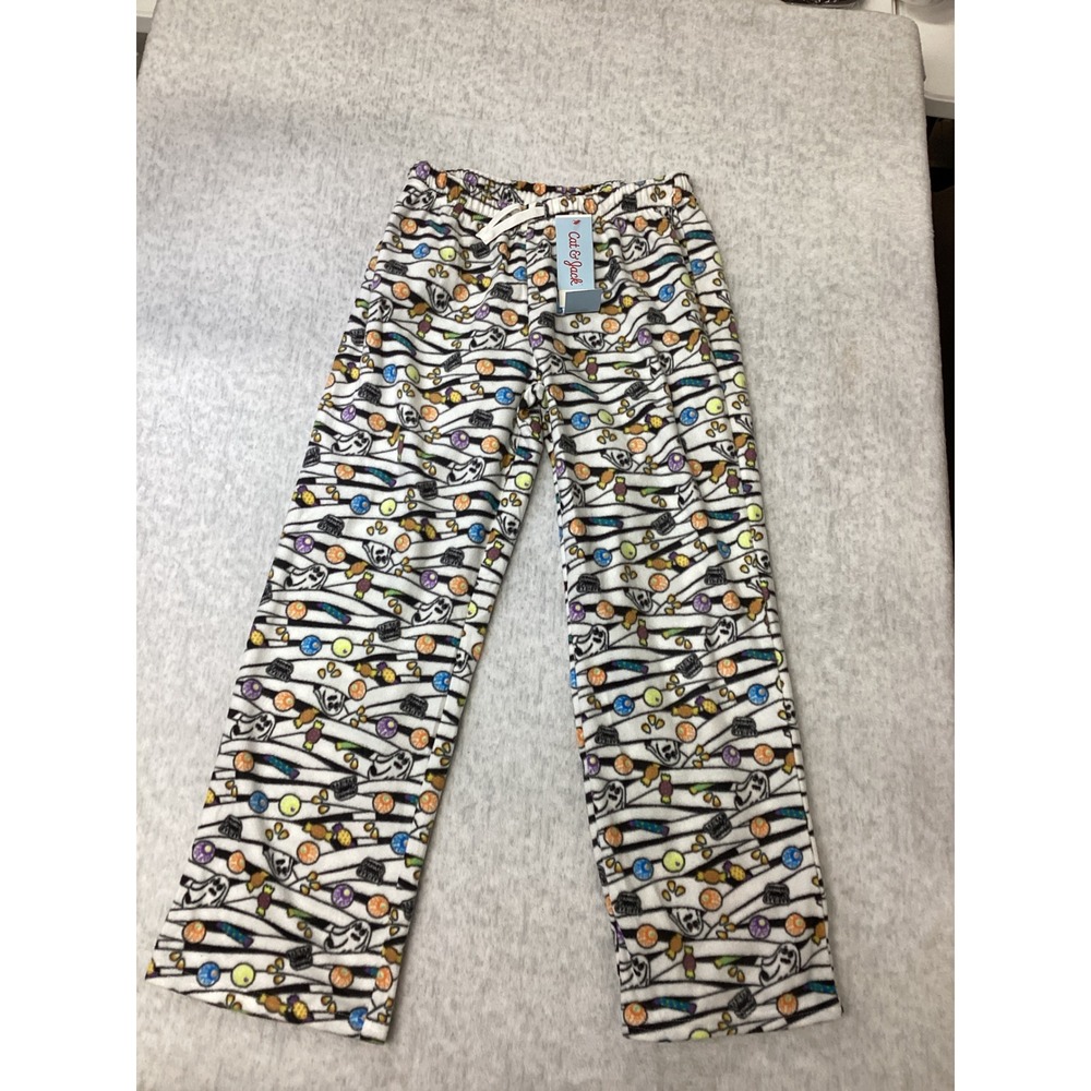 Cat & Jack Kids Halloween Mummy Ghost Fleece Pajama Pants White L 10/12 NWT